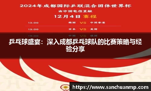 乒乓球盛宴:深入成都乒乓球队的比赛策略与经验分享